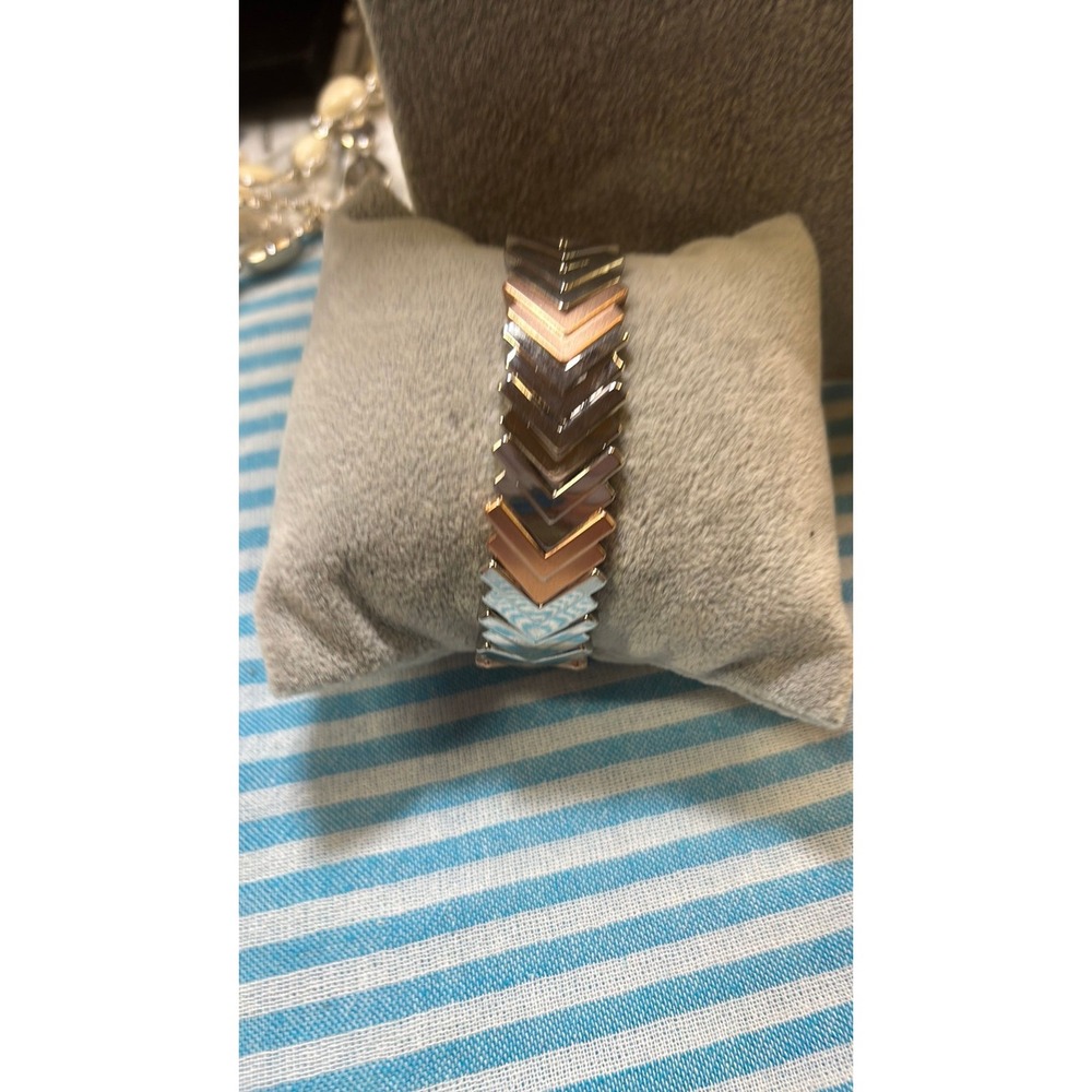 #23. Multi-tone Metallic Chevron Stretch Bracelet